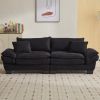 Corduroy Sofa Sleeper Couch Loveseat Sofa with Pillows Comfy Upholstered Deep Seat Sofa for Bedroom,Living Room,Apartment,Office,Dorm-Black Corduroy