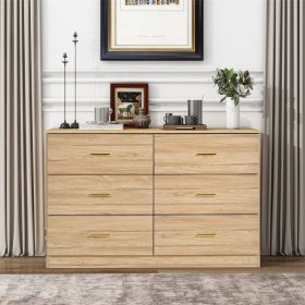 Modern Natural 6-Drawer Dresser for Bedroom - Ample Storage Wide Chest of Drawers, Sturdy & Safe
