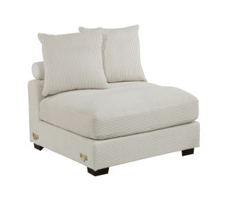 Living Room Furniture Armless Chair Beige Corduroy 1pc Armless Chair Soft Cushion Wood Legs