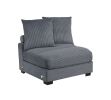 Living Room Furniture Armless Chair Dark Gray Corduroy 1pc Armless Chair Soft Cushion Wood Legs