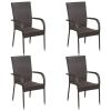 Stackable Patio Chairs 4 pcs Poly Rattan Brown