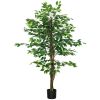 HOMCOM 5ft Artificial Ficus with Pot, Indoor Outdoor Fake Plant for Home Office Living Room Decor