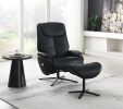 Black Motion Swivel Accent Chair with Ottoman