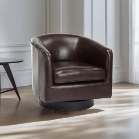 Tanner Brown Top Grain Leather Swivel Chair