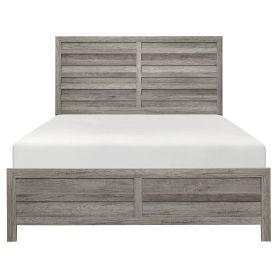 Weathered Gray Finish Queen Bed 1pc Wooden Rustic Style Bedroom Furniture