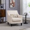 COOLMORE Modern Accent Chair,Upholstered Armchair with Scooped Arms for Bedroom,Apartment,Studio,Office,Waiting Room(Beige Corduroy)