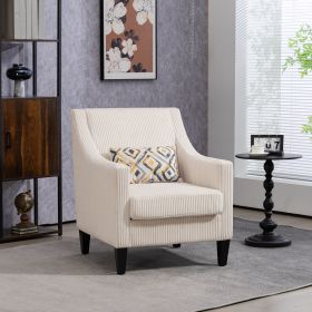 COOLMORE Modern Accent Chair,Upholstered Armchair with Scooped Arms for Bedroom,Apartment,Studio,Office,Waiting Room(Beige Corduroy)