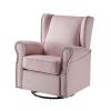 Pink Rolled Arms Swivel Chair with Nailhead Accent