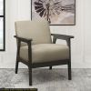 Light Brown Fabric Upholstered Accent Chair 1pc Solid Rubberwood Antique Gray Finish Living Room Furniture