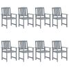 Patio Chairs 8 pcs Solid Acacia Wood Gray