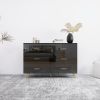 High Glossy Surface 6 Drawers Chest of Drawer with Golden Handle and Golden Steel Legs Black Color Vanity