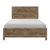 Weathered Pine Finish 1pc Queen Bed Modern Line Pattern Rusticated Style Bedroom Furniture