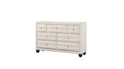 Sophia Modern Style Crystal Tufted Upholstery 5-Drawer Chest finished with Velvet Fabric made with Wood in Cream