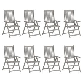 Patio Reclining Chairs 8 pcs Gray Solid Acacia Wood