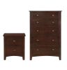 Contemporary Dark Oak Finish 1pc Chest of Drawers Plywood Pine Veneer Bedroom Furniture 5 drawers Tall chest