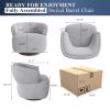 wivel Barrel Chair, Fully Assembled Accent Lounge Sofa with 360-Degree Base, Oversized Upholstered Reading Chair-Gray