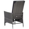 Reclining Patio Chair with Cushions Poly Rattan Gray