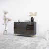 High Glossy Surface 6 Drawers Chest of Drawer with Golden Handle and Golden Steel Legs Black Color Vanity
