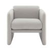Arm Chair with waved arms, Metal decoration on both side arms, Accent chair for Primary Living Space,Living room,Bedroom, Teddy Fabric, Light Grey