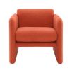 Arm Chair with waved arms, Metal decoration on both side arms, Accent chair for Primary Living Space, Living room, Bedroom, Teddy Fabric, Orange