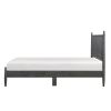 Mid-Century Modern Design Full Platform Bed 1pc Gray Finish Wooden Bedroom Furniture Vertical Slats Headboard, Bed in a Box