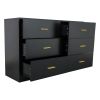 Modern Black 6-Drawer Dresser for Bedroom - Ample Storage Wide Chest of Drawers, Sturdy & Safe