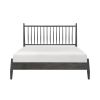 Mid-Century Modern Design Full Platform Bed 1pc Gray Finish Wooden Bedroom Furniture Vertical Slats Headboard, Bed in a Box