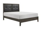 Contemporary Design Dark Gray Finish Full Bed 1pc Button-Tufted Faux Leather Upholstered Headboard Wooden Bedroom Furniture