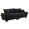 Corduroy Sofa Sleeper Couch Loveseat Sofa with Pillows Comfy Upholstered Deep Seat Sofa for Bedroom,Living Room,Apartment,Office,Dorm-Black Corduroy