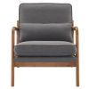 Oak Armrest Oak Upholstered Single Lounge Chair Indoor Lounge Chair Dark Grey
