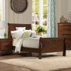 Classic Louis Philipe Style Twin Size Bed Brown Cherry Finish 1pc Traditional Design Bedroom Furniture Sleigh Bed