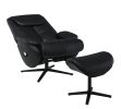 Black Motion Swivel Accent Chair with Ottoman
