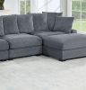Contemporary Dark Gray 6pc Modular Sectional Set Corduroy Couch LAF & RAF Chairs 2x Armless Chairs 2x Ottomans Living Room Furniture