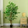 HOMCOM 5ft Artificial Ficus with Pot, Indoor Outdoor Fake Plant for Home Office Living Room Decor