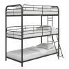 Furniture Triple Bunk Bed, Twin/Twin/Twin, black