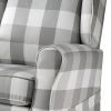 Grey and White Rolled Arm Swivel Chair with Glider