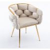 Luxury modern simple leisure velvet single sofa chair bedroom lazy person household dresser stool manicure table back chair beige