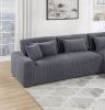 Modern 2pc Sectional Set XL Plush Corduroy Fabric Dark Gray LAF Sofa RAF Chaise Living Room Couch