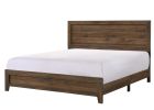 Brown Cherry Finish Fabric 1pc King Size Panel Bed Beautiful Wooden Bedroom Furniture Contemporary Style