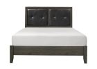 Contemporary Design Dark Gray Finish Queen Bed 1pc Button-Tufted Faux Leather Upholstered Headboard Wooden Bedroom Furniture