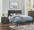 Contemporary Design Dark Gray Finish Queen Bed 1pc Button-Tufted Faux Leather Upholstered Headboard Wooden Bedroom Furniture