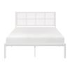 1pc Queen Platform Bed, Metal Frame White Finish Faux Cane Panel Headboard Casual Coastal Bedroom Furniture, Bed in a Box