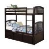 Twin Bunk Bed with Ladder, Safety Rail, Twin Trundle Bed with 3 Drawers for Teens Bedroom, Guest Room Furniture(Espresso)(OLD SKU :LP000071AAP)