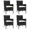 Patio Chairs with Cushions 4 pcs Poly Rattan Black