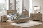 Weathered Pine Finish 1pc Queen Bed Modern Line Pattern Rusticated Style Bedroom Furniture
