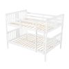 Full over Full Bunk Bed with Ladder for Bedroom, Guest Room Furniture-White(OLD SKU :LP000203AAK)