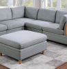 Living Room Furniture 6pc Modular Sofa Set Light Grey Dorris Fabric Couch 3x Corner Wedges 2x Armless Chair And 1x Ottoman