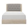 Modern Design Bedroom Furniture Cream Finish 1pc Beautiful Full Bed Button-Tufted Fabric Upholstered Headboard, Bed in a Box