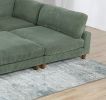 Contemporary Sage Color 6pc Modular Sectional Set Corduroy Upholstery Couch 2x Corner Wedge 3x Armless Chairs 1x Ottoman Living Room