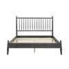 Mid-Century Modern Design Queen Platform Bed 1pc Gray Finish Wooden Bedroom Furniture Vertical Slats Headboard, Bed in a Box